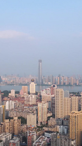 航拍风光城市蓝天白云下的武汉市中心中央商务区地标建筑写字楼素材城市素材视频