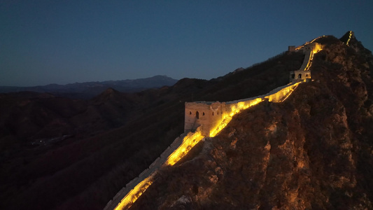 夜游长城夜景长城夜间的长城晚上的长城视频