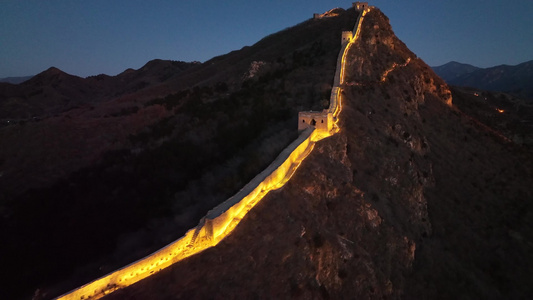 夜游长城夜景长城夜间的长城晚上的长城视频