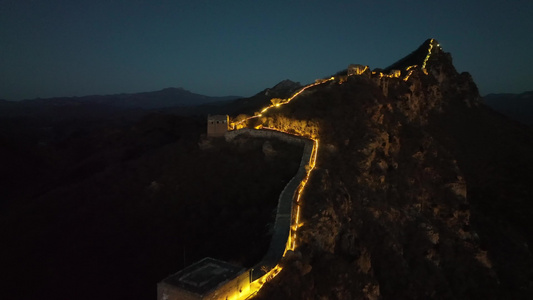 夜游长城夜景长城夜间的长城晚上的长城视频