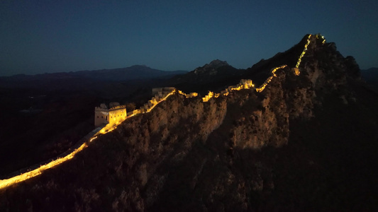 夜游长城夜景长城夜间的长城晚上的长城视频