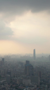 航拍城市夕阳晚霞落日天空自然天际线高楼素材天空素材视频