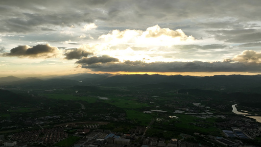 安吉夕阳 城市夕阳航拍 傍晚安吉航拍 视频