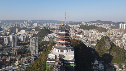 航拍贵阳东山寺[乌石]视频