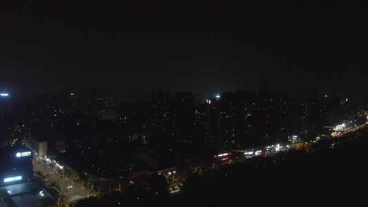 航拍湖南株洲城市桥梁夜景视频