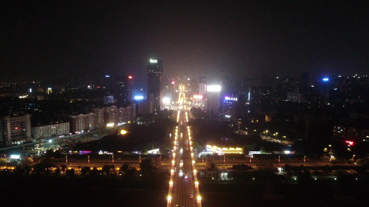 航拍湖南株洲城市桥梁夜景视频