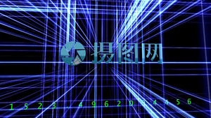 蓝色线条空间logo演绎AE模板12秒视频