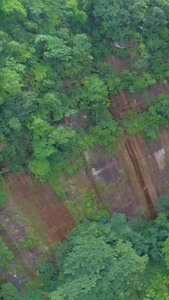 白马溪景区瀑布玻璃桥航拍旅游景点视频