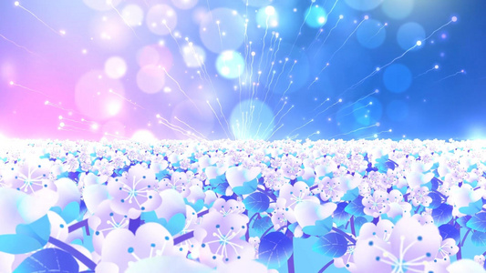 唯美梦幻蓝色花海动态粒子光效散发舞台背景视频视频