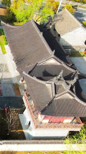 航拍淮安市青龙寺寺庙古风建筑23秒视频