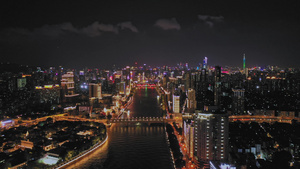 4K广州人民桥夜景128秒视频