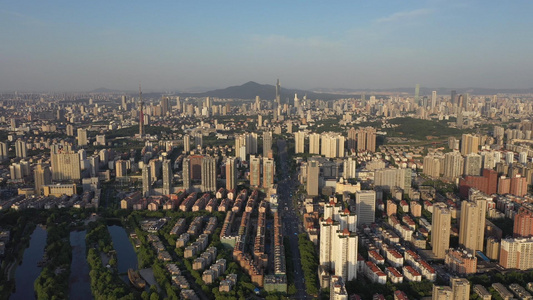南京高清滨江风光带4K航拍城市建筑群视频