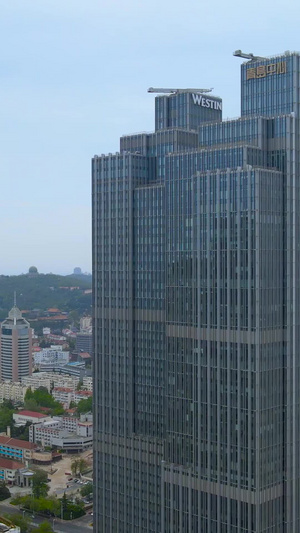 航拍青岛中心大楼青岛繁华香港中路五四广场24秒视频