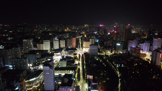 云南昆明市中心夜景灯光航拍 视频