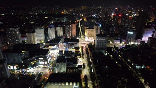 云南昆明市中心夜景灯光航拍 视频