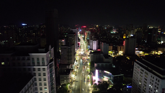 云南昆明市中心夜景灯光航拍 视频