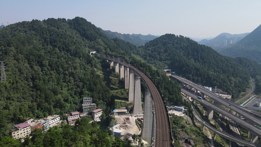 高铁铁路高架桥交通航拍视频视频