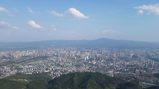 航拍湖南怀化城市全景视频