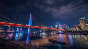 8K重庆千厮门大桥夜景延时9秒视频