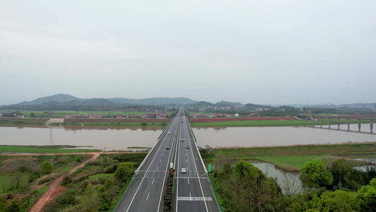 京广澳高速公路湖南衡东路段航拍视频