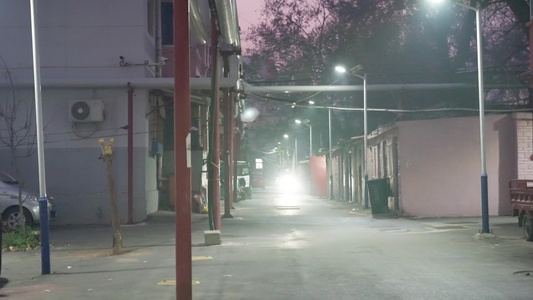 老旧小区街道夜景实拍视频