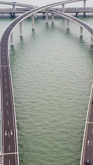 海上的大桥青岛胶州湾大桥航拍视频城市交通49秒视频