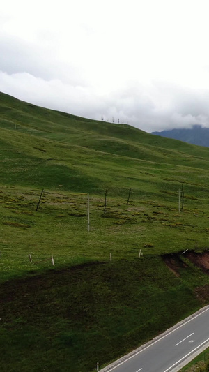 青海祁连山脉穿行的公路航拍视频旅游目的地67秒视频