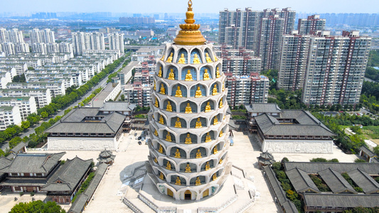 5A风景区宝林禅寺地标佛塔航拍合集4K[万春]视频