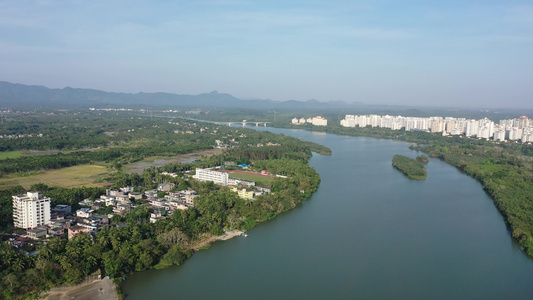 航拍万泉河海南琼海市区段嘉积水电站库区视频