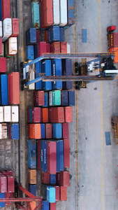 航拍城市码头物流集装箱货运港口素材码头素材视频
