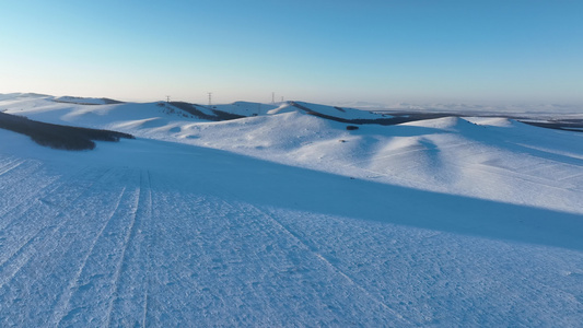 冬季山野雪原雪景视频