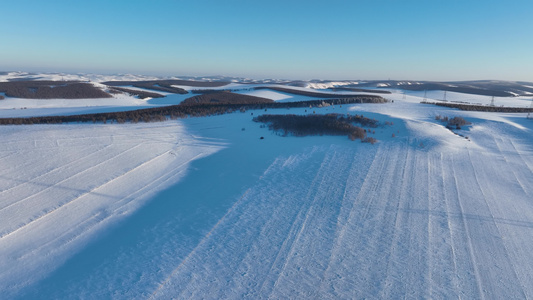 冬季山野雪原雪景视频