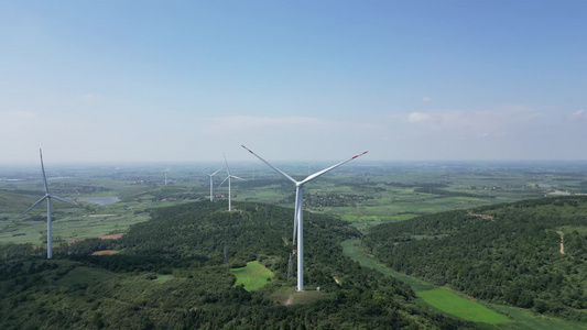 航拍风力发电绿色能源视频