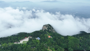 航拍河南信阳旅游5A鸡公山报晓峰云海自然风景4k素材54秒视频