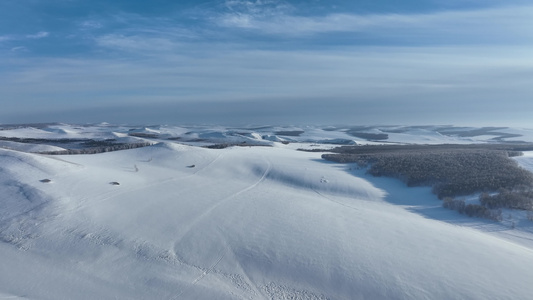 冬季山野雪原雪景视频