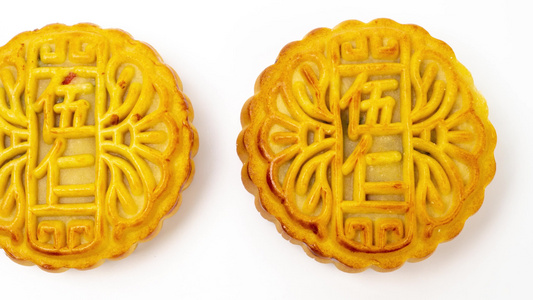 中国传统节日中秋节五仁月饼白底视频