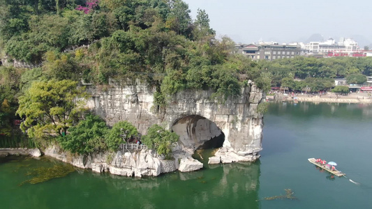 航拍广西桂林象鼻山景区视频