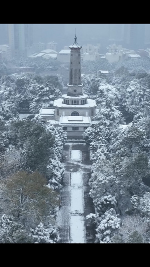 雪景烈士公园长沙46秒视频