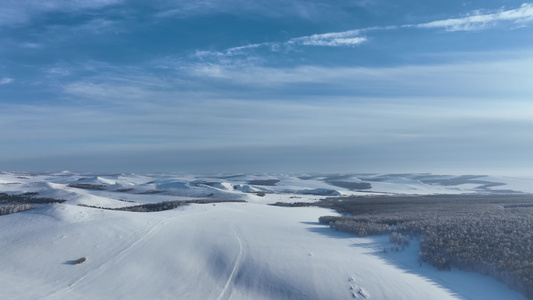 冬季山野雪原雪景视频