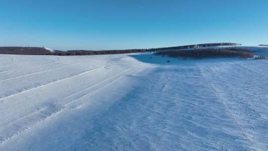 冬季山野雪原雪景视频