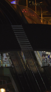 航拍城市夜晚轨道交通列车素材城市素材视频