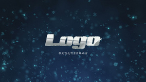 唯美雪花背景logo片头动画开场AE模板6秒视频