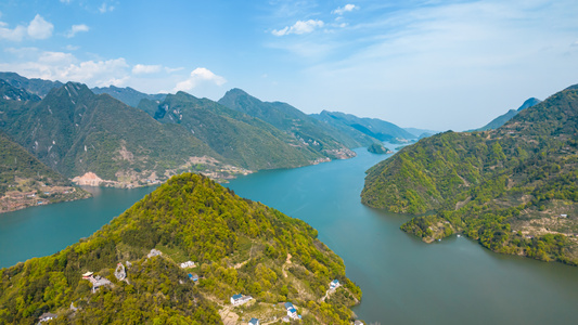 湖北宜昌清江画廊5A景区蓝天白云移动延时景区宣传视频