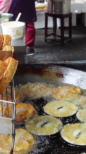 地方特色餐饮美食早餐油炸面窝素材特色美食视频