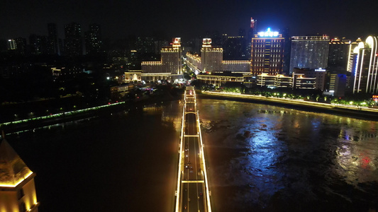 航拍福建福州解放大桥夜景视频
