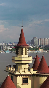 哈尔滨太阳岛城堡航拍视频欧式建筑视频
