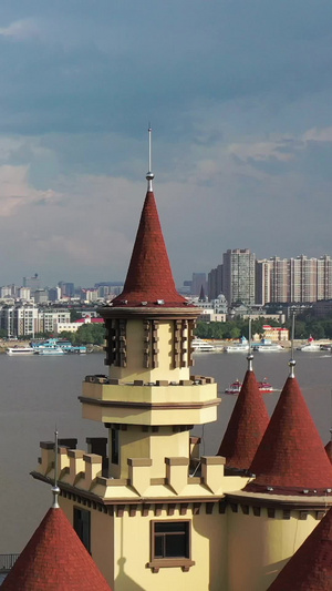 哈尔滨太阳岛城堡航拍视频欧式建筑32秒视频