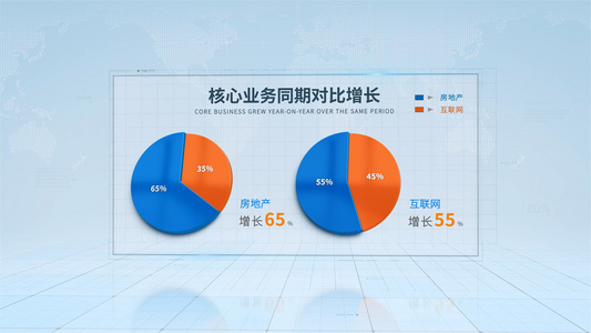  4K三维饼状图环状图简洁数据统计3D扇形图表AE模板视频