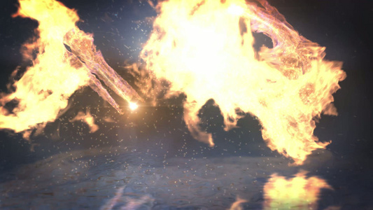 舞动火焰粒子碰撞LOGO动画片头AE模板视频