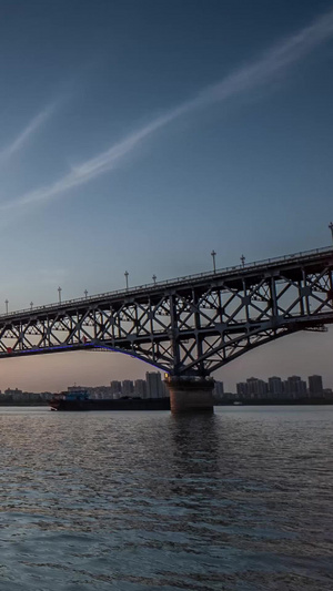 长江大桥夕阳延时不可移动文物16秒视频